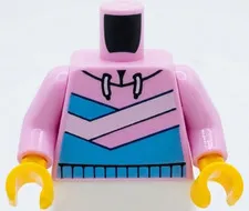 Lego Torso Bright Pink Hoodie Medium Blue and White Diagonal Stripes  T18