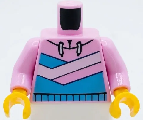 Lego Torso Bright Pink Hoodie Medium Blue and White Diagonal Stripes  T18