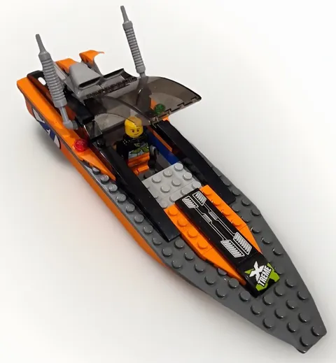 LEGO City Speedboat Orange Black Racing Boat with Pilot Minifigure 60005 21