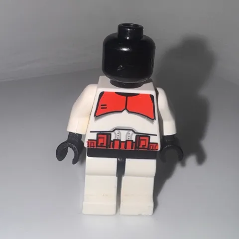 LEGO Minifigure White Torso w/ Red Bow Tie, Black Head & Hands, No Hat/Head