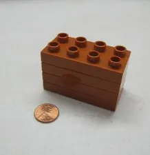 Lego Duplo 4 THIN 2x4 WARM BROWN BRICKS BLOCKS Building Block House Castle