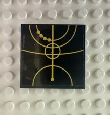 LEGO Tile 4 x 4 with Gold Concentric Circles Celestial Star Chart 1751pb024