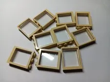 LEGO LOT 10 TAN WINDOW FRAME 1X3X3 TRANS CLEAR GLASS PANE #51239