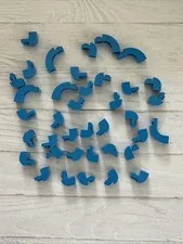 LEGO DARK AZURE BLUE LOT 38 PCS 1X2 1X3 CURVE TOP BRICK AZUR BUILDING PIECES