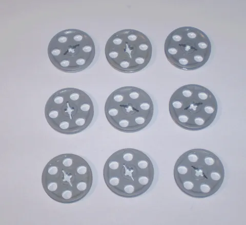9 Used LEGO Light Bluish Gray Technic Wedge Belt Wheel Pulley 4185 Medium Stone