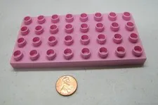 Lego Duplo LIGHT PINK PLATE 4x8 Holes Pegs Dots Building Block Base Baseplate