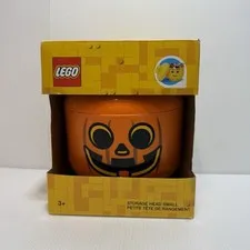 LEGO Small Halloween Pumpkin Jack O Lantern Storage Head  New