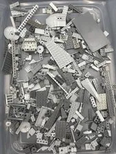 1 lb. Bulk Mixed Gray Legos - standard blocks and unique pieces (Lot E)