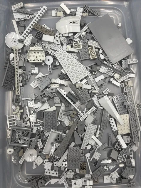 1 lb. Bulk Mixed Gray Legos - standard blocks and unique pieces (Lot E)