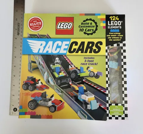 Klutz LEGO Race Cars STEM Activity Kit Build 10 Cars + Custom Track