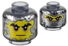 Lego 71818 New NINJAGO CINDER Minifig HEAD Trans-Black Silver Half Mask D159