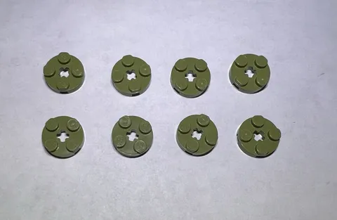 Lego Lot Of 8 Olive Green 2x2 Round Plate Plates New City Part