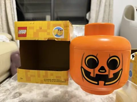 LEGO Small Storage Pumpkin & Skull Heads Halloween Candy Bowls w/ Lid NEW