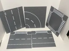 Lot of 5 LEGO City Street Road Base Plates Gray 10”x10”