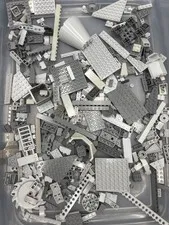 1 lb. Bulk Mixed Gray Legos - standard blocks and unique pieces (Lot N)