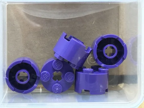 LEGO Parts - Dark Purple Brick, Round 2 x 2 with Axle Hole - No 3941 - QTY 5