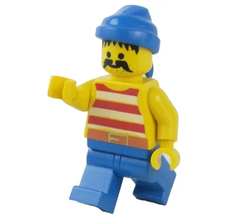 Vintage LEGO® Minifigure™ Pirate Male Red  White Stripes Shirt Blue Legs pi040
