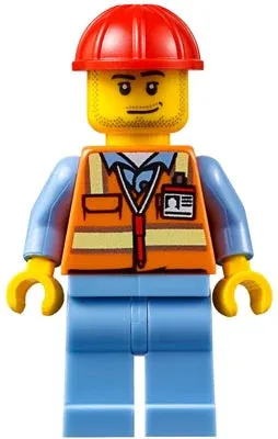LEGO® Minifigure Town air050 Orange Safety Vest w/Reflective Stripes Medium Blue