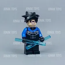 LEGO Batman 1 2006 Nightwing Custom Minifigure Bat015 (7785) *GENUINE HAIR*