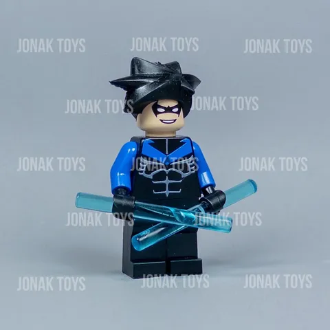 LEGO Batman 1 2006 Nightwing Custom Minifigure Bat015 (7785) *GENUINE HAIR*
