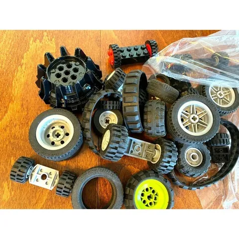 LEGO Bulk lot WHEELS 1/2 lb VINTAGE 90's Tires Axles Car Vehicle Parts Vehicles