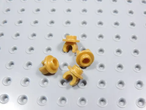 LEGO Lot of 4 Pearl Gold Round 1x1 Plates w/ Clip on Bottom BN