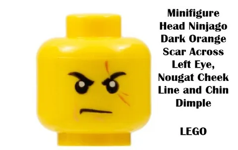 LEGO Minifigure Head Ninjago Dark Orange Scar Across Left Eye, Nougat Cheek Line