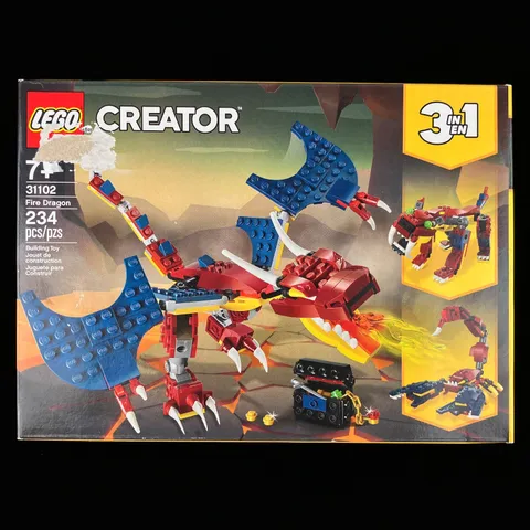 Sealed LEGO Creator 31102 Fire Dragon 3 in 1 234pc Complete Set Damaged Box