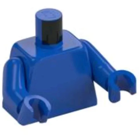 Lego New Minifigure Blue Torso Plain Arms Hands Part