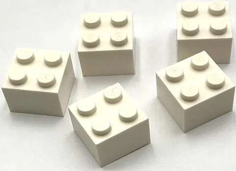 Lego 5 New White Bricks Building Blocks 2 x 2 Parts