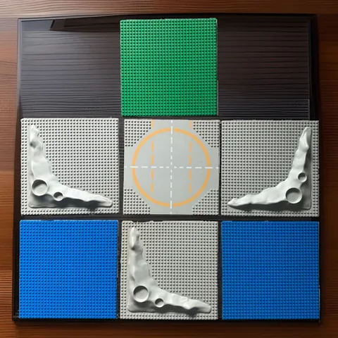 Vintage LEGO Space Baseplate Lot Raised Crater 32x32 Landing Pad Blue Green 7pc