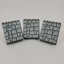 3X Vtg 90s LEGO DARK GREY Sloped Panel 4x6x6 Rock Pattern Part Lot 30156px1