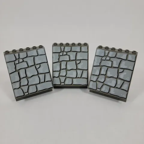 3X Vtg 90s LEGO DARK GREY Sloped Panel 4x6x6 Rock Pattern Part Lot 30156px1