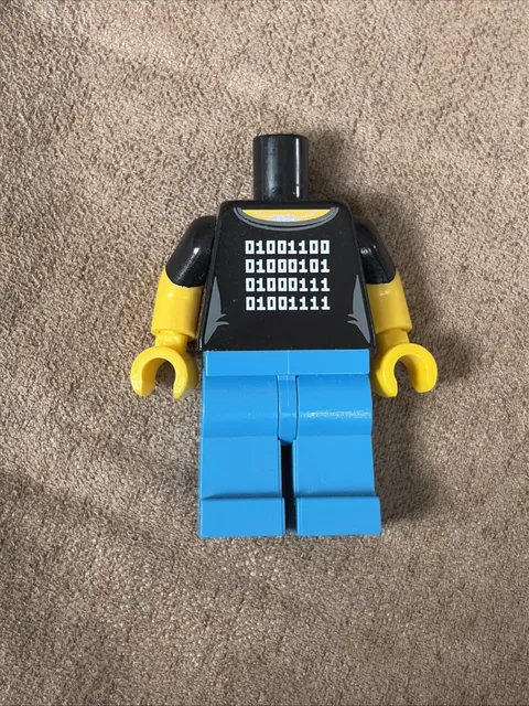 LEGO - Minifig, Torso Female Silver Necklace & 4 Rows of White Binary Code