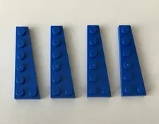 LEGO 4x NEW Pieces Plate 2x6 w/ Angle/Wedge Right BLUE #78444