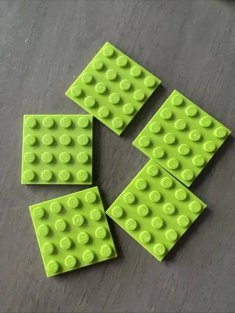Lego 3031 Lime Green Plate 4x4 - 5 Pieces