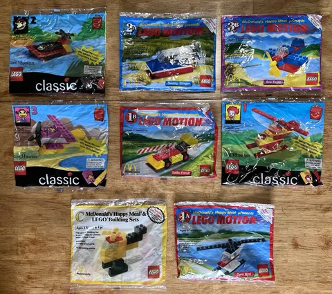 Vintage LEGO McDonald’s 8 Polybag Set Lot Ronald Birdie Printed 2075 2032 PLUS++