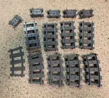 39 Pieces Lego Train Tracks Straight, Curve Flex Dark Bluish Gray