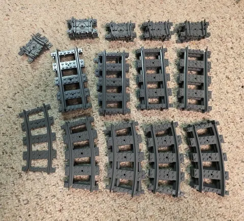 39 Pieces Lego Train Tracks Straight, Curve Flex Dark Bluish Gray