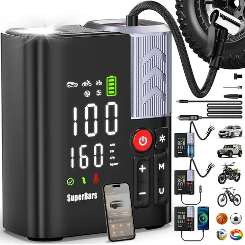 Superbars Tire Inflator Portable Air Compressor 48Lpm 160Psi Air Pump App
