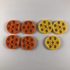 Lego, Technic Wedge Belt Wheel (Pulley), #4185, Orange & Yellow, Set of 7