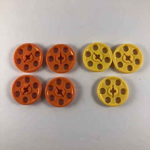 Lego, Technic Wedge Belt Wheel (Pulley), #4185, Orange & Yellow, Set of 7