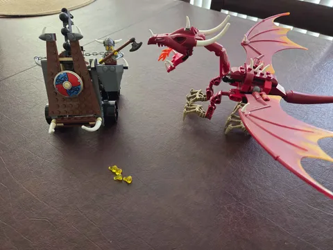 LEGO Vikings: Viking Catapult Versus the Nidhogg Dragon 7017 Incomplete