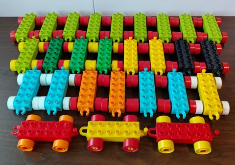 Lego DUPLO 2x6 Train Car Vehicle Base Lot of 27 Multicolor