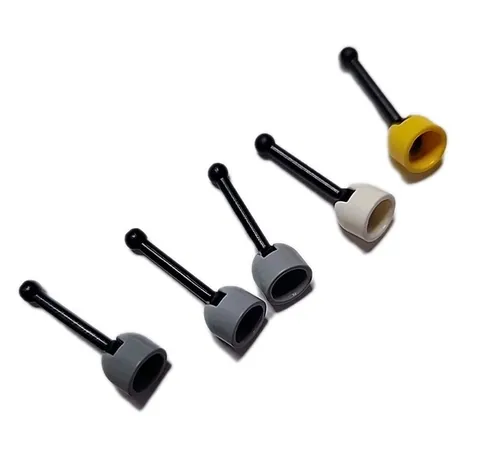 Lego Gray and Black Levers Yellow White Antennas Small Base Set of 5 Car Parts