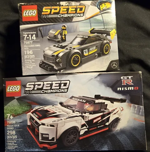 (2) Lego Speed Champions  75877 Mercedes AMG GT3 & 76896 Nissan GT R Nismo