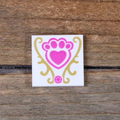 LEGO Disney Princess White Tile 2 x 2 Magenta Jewel and Paw Print 3068pb0980