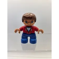 LEGO Duplo Boy Minifigure Red Hoodie Blue Pants Brown Hair Figure