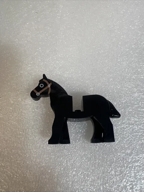 Vintage Lego Castle Black Horse Minifigure Tan Tack