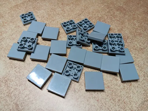 LEGO BULK LOT OF 26 LIGHT BLUISH GRAY MODIFIED SMOOTH TILE 2X2 INVERTED #11203